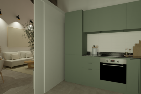 3D Cocina y salón 3