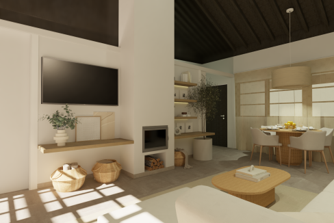 3D Salón hacia ventana 1